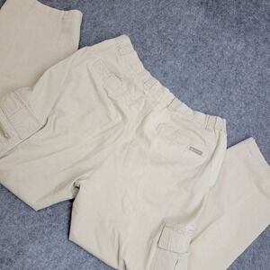 Columbia Pants Mens L Brown Flat Front Cargo Pocket Straight Leg Hiking Outdoor